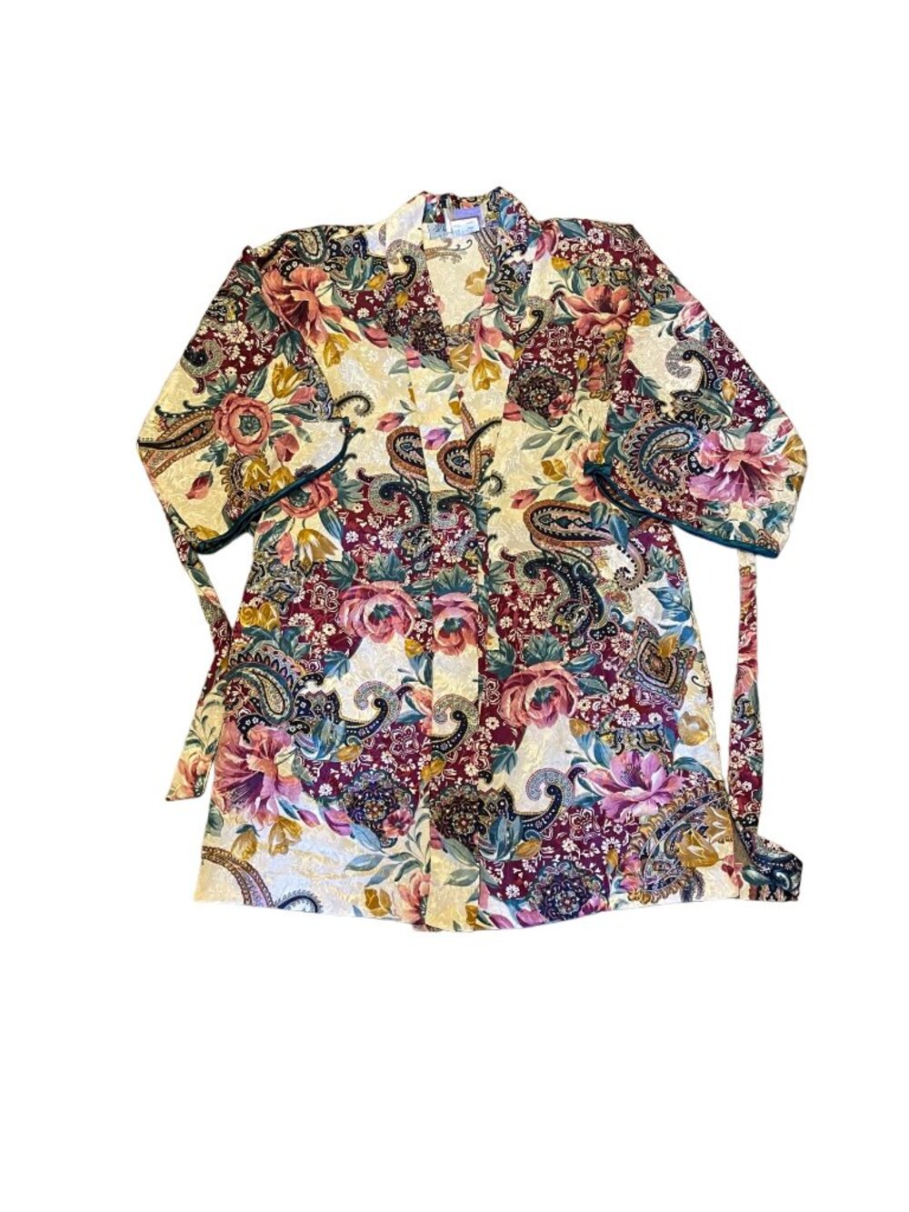 Vintage California Dynasty Novelty Paisley & Floral Print Kimono Style Lingerie